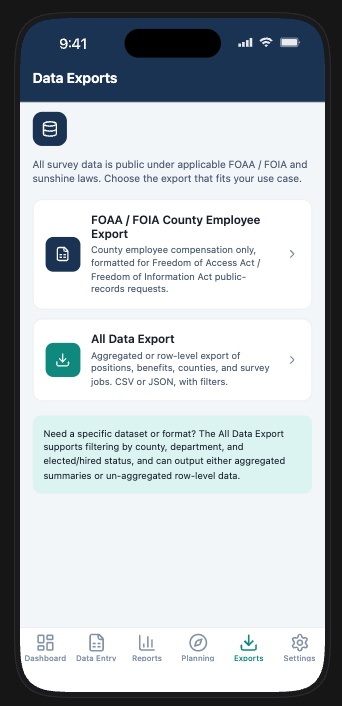 County Comp Survey platform
